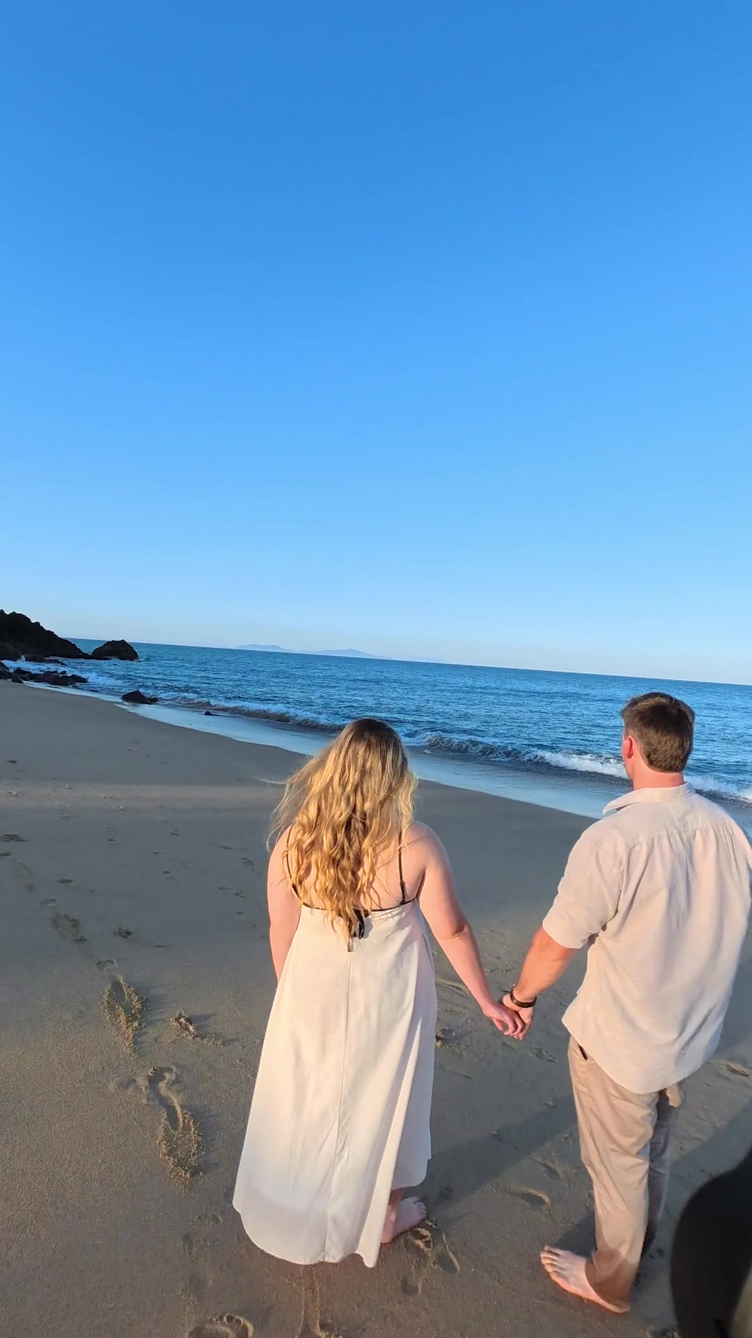 Beach proposal shoot at golden hour