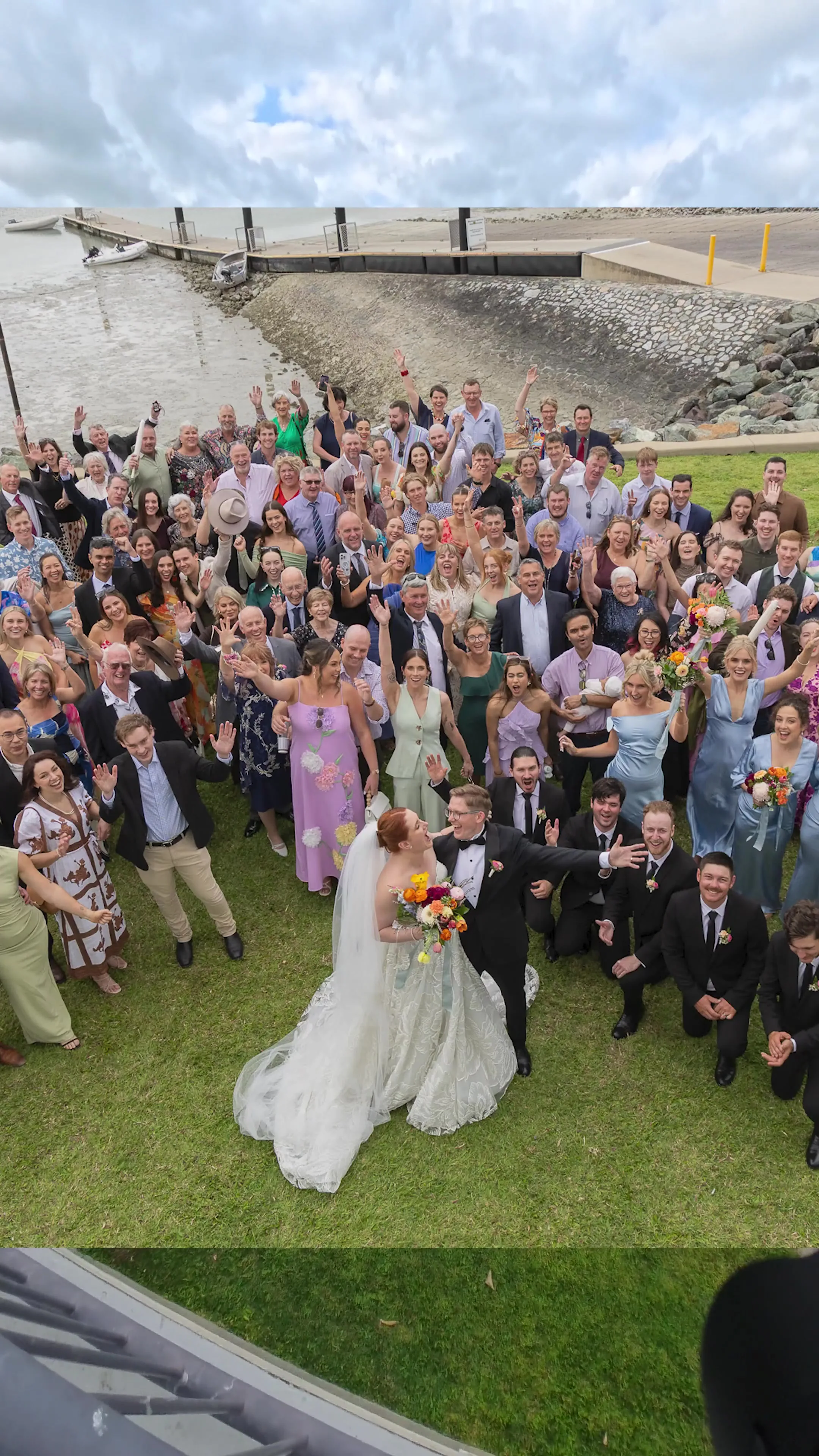 Wedding crowd celebrating